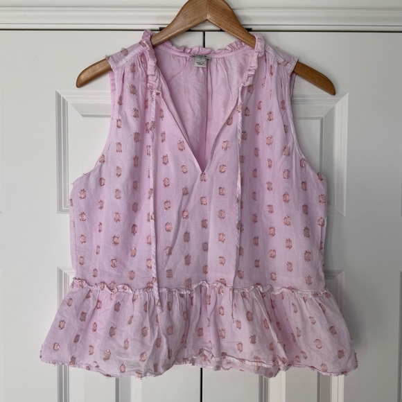 J. Crew Ruffle-neck top in shimmer dot Pink Women’s size Small - Picture 1 of 11